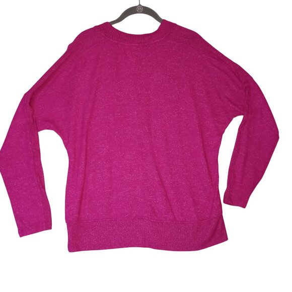 Buffalo David Bitton Womens L V-Neck Knit Sweater Fuchsia Poly/Viscose Blend - Picture 2 of 6